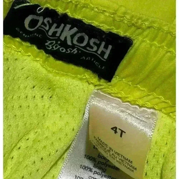 OshKosh B'gosh Kids Track Pants Size 4T Neon Yellow Elastic Waist - Picture 3 of 3